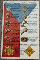Prvorepubliková pohlednice Límcové odznaky